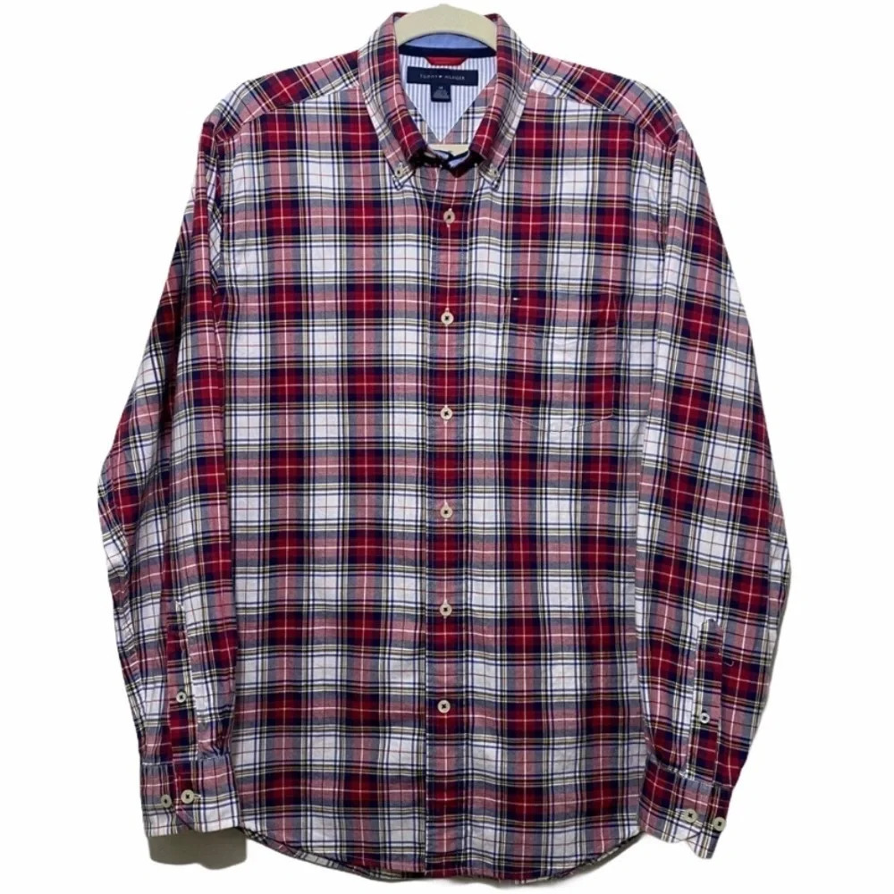 Tommy Hilfiger holiday plaid button down shirt M